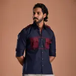 Men's Stylish Navy-Blue Hunting Shirt | Durable Outdoor Wear | Comfort & Style